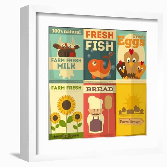 Set of Posters for Organic Farm Food-elfivetrov-Framed Art Print