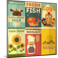 Set of Posters for Organic Farm Food-elfivetrov-Mounted Art Print