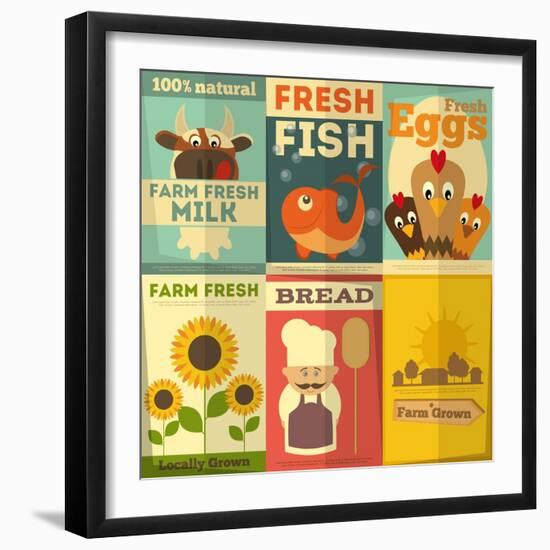 Set of Posters for Organic Farm Food-elfivetrov-Framed Art Print