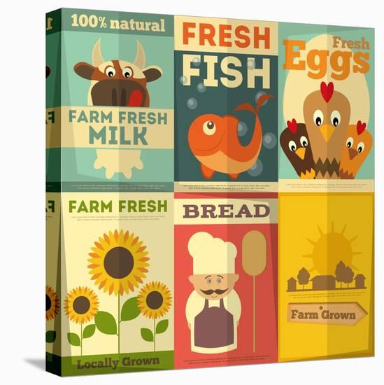 Set of Posters for Organic Farm Food-elfivetrov-Stretched Canvas