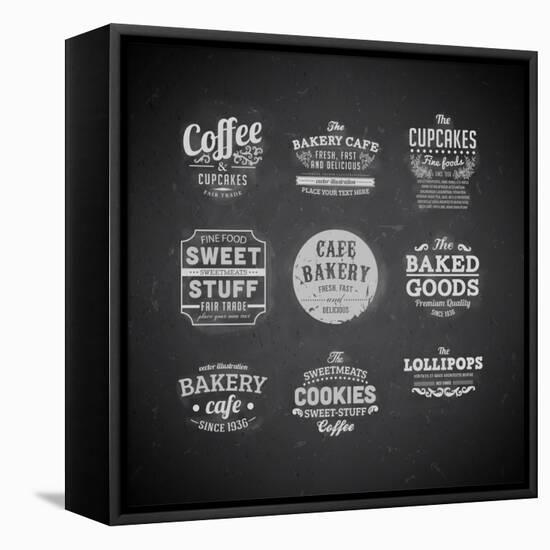 Set Of Retro Bakery Labels-Ozerina Anna-Framed Stretched Canvas