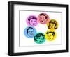 Set of Retro Family Faces-TeddyandMia-Framed Art Print