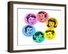 Set of Retro Family Faces-TeddyandMia-Framed Art Print