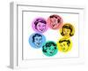 Set of Retro Family Faces-TeddyandMia-Framed Art Print