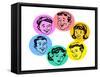 Set of Retro Family Faces-TeddyandMia-Framed Stretched Canvas