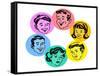 Set of Retro Family Faces-TeddyandMia-Framed Stretched Canvas