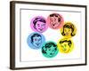 Set of Retro Family Faces-TeddyandMia-Framed Art Print