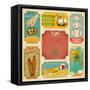 Set Of Retro Summer Labels-elfivetrov-Framed Stretched Canvas