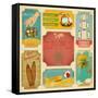 Set Of Retro Summer Labels-elfivetrov-Framed Stretched Canvas