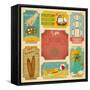 Set Of Retro Summer Labels-elfivetrov-Framed Stretched Canvas