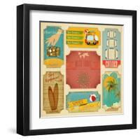 Set Of Retro Summer Labels-elfivetrov-Framed Art Print