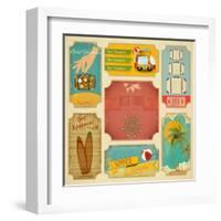 Set Of Retro Summer Labels-elfivetrov-Framed Art Print