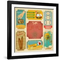 Set Of Retro Summer Labels-elfivetrov-Framed Art Print