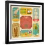 Set Of Retro Summer Labels-elfivetrov-Framed Art Print