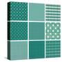 Set of Retro Turquoise and Faded Grey Seamless Patterns-ychty-Stretched Canvas