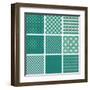 Set of Retro Turquoise and Faded Grey Seamless Patterns-ychty-Framed Art Print