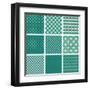 Set of Retro Turquoise and Faded Grey Seamless Patterns-ychty-Framed Art Print