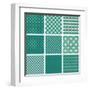 Set of Retro Turquoise and Faded Grey Seamless Patterns-ychty-Framed Art Print