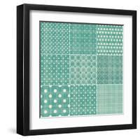 Set of Retro Turquoise and Faded Grey Seamless Patterns-ychty-Framed Art Print