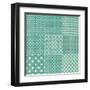 Set of Retro Turquoise and Faded Grey Seamless Patterns-ychty-Framed Art Print