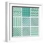 Set of Retro Turquoise and Faded Grey Seamless Patterns-ychty-Framed Art Print