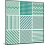 Set of Retro Turquoise and Faded Grey Seamless Patterns-ychty-Mounted Art Print