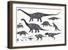 Set of Silhouettes of Dinosaurs and Fossils. Hand Drawn Vector Illustration with Decorative Letteri-Gluiki-Framed Art Print