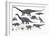 Set of Silhouettes of Dinosaurs and Fossils. Hand Drawn Vector Illustration with Decorative Letteri-Gluiki-Framed Art Print