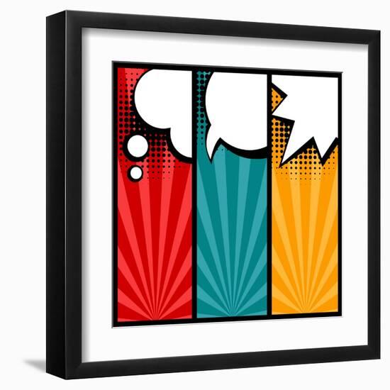 Set of Speech Bubbles in Pop Art Style-incomible-Framed Art Print