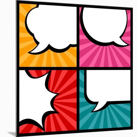 Set of Speech Bubbles in Pop Art Style-incomible-Mounted Art Print