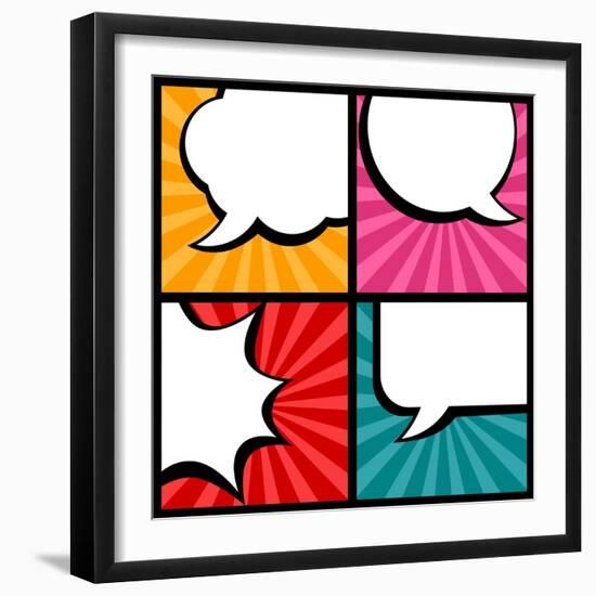 Set of Speech Bubbles in Pop Art Style-incomible-Framed Art Print