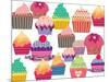 Set Of Sweet Cupcakes-minipop-Mounted Art Print