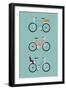 Set of Three Modern Vector Flat Design Bicycle Icons | Simple and Geometric Transport Flat Illustra-Mascha Tace-Framed Art Print