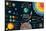 Set of Universe Infographics - Solar System, Planets Comparison, Sun and Moon Facts, Space Junk Mad-Tashal-Mounted Art Print