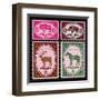 Set of Vector Postage Stamps with Boar, Bison, Deer, Horse-111chemodan111-Framed Art Print