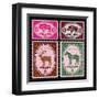 Set of Vector Postage Stamps with Boar, Bison, Deer, Horse-111chemodan111-Framed Art Print