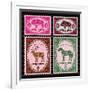 Set of Vector Postage Stamps with Boar, Bison, Deer, Horse-111chemodan111-Framed Art Print