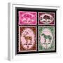 Set of Vector Postage Stamps with Boar, Bison, Deer, Horse-111chemodan111-Framed Art Print