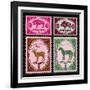 Set of Vector Postage Stamps with Boar, Bison, Deer, Horse-111chemodan111-Framed Art Print