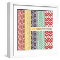 Set of Vector Seamless Patterns in Retro Style.-evdakovka-Framed Art Print