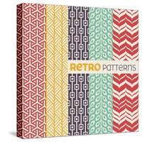 Set of Vector Seamless Patterns in Retro Style.-evdakovka-Stretched Canvas