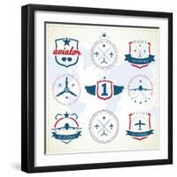 Set Of Vintage Aviation Labels-Tur-Framed Art Print