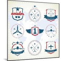 Set Of Vintage Aviation Labels-Tur-Mounted Art Print