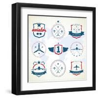 Set Of Vintage Aviation Labels-Tur-Framed Art Print