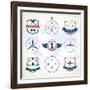 Set Of Vintage Aviation Labels-Tur-Framed Art Print