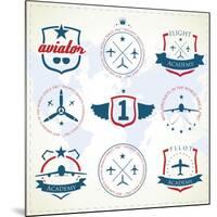 Set Of Vintage Aviation Labels-Tur-Mounted Art Print