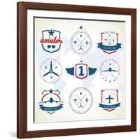 Set Of Vintage Aviation Labels-Tur-Framed Art Print