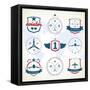 Set Of Vintage Aviation Labels-Tur-Framed Stretched Canvas