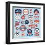 Set of Vintage Badges and Ribbons-PureSolution-Framed Art Print