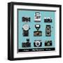 Set Of Vintage Cameras Background-Melindula-Framed Art Print